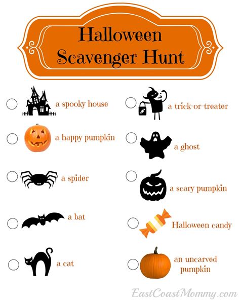 Printable Halloween Scavenger Hunt Cards